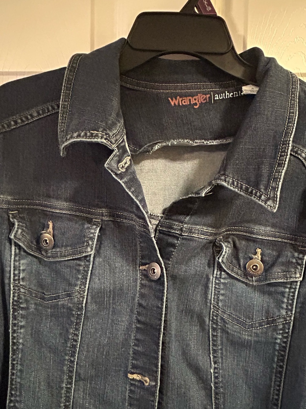 Wrangler Women's Dark Blue Denim Jacket with Chest Pockets